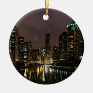 Adorno De Cerámica Ataque relámpago sobre el río Chicago