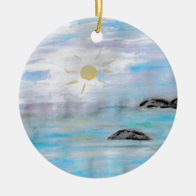 Adorno De Cerámica Atardecer en el agua (Frente)