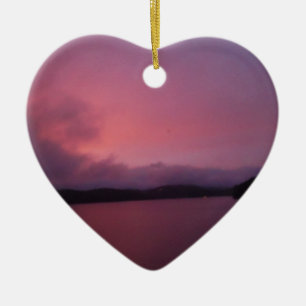 Adorno De Cerámica Atardecer morado en el lago Arrowhead