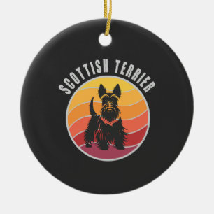 Adorno De Cerámica Atardecer vintage del terrier escocés