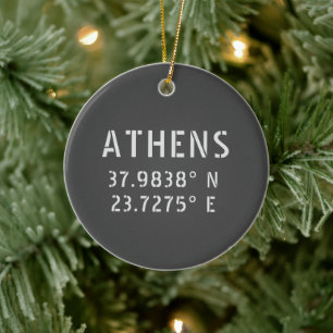 Adorno De Cerámica Atenas Grecia Latitud Longitud