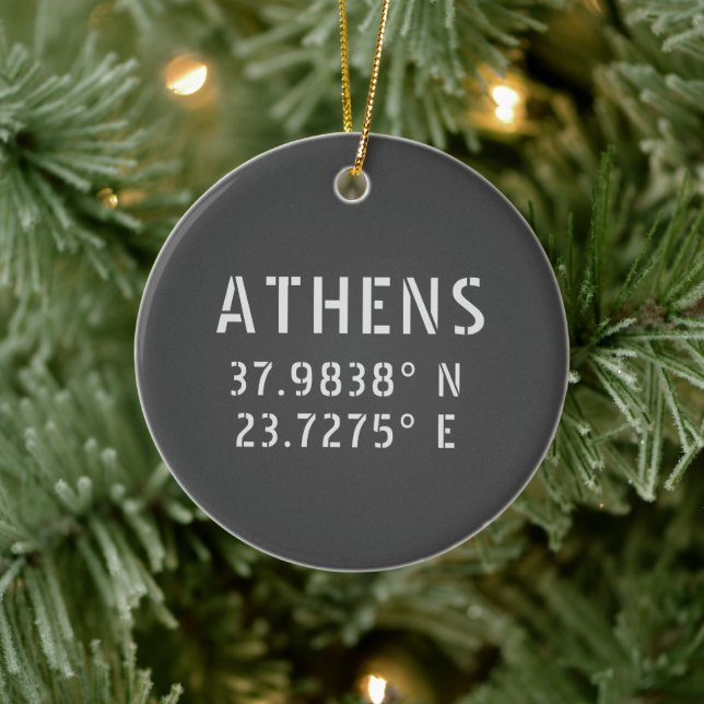 Adorno De Cerámica Atenas Grecia Latitud Longitud (Árbol)
