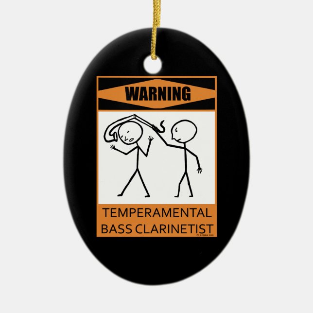 Adorno De Cerámica ¡Atención! Clarinetista Bass de temperatura (Frente)