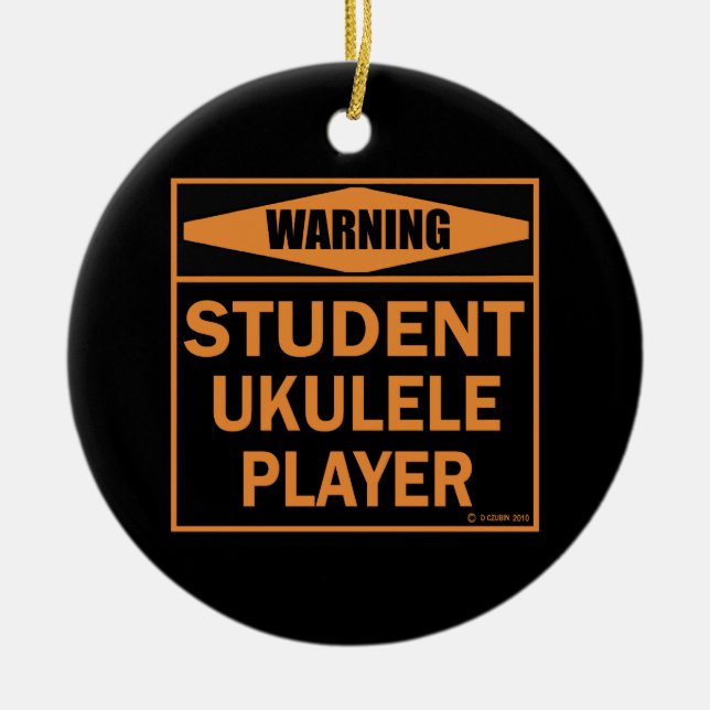 Adorno De Cerámica ¡Atención! ¡Estudiante Ukulele Jugador! (Frente)