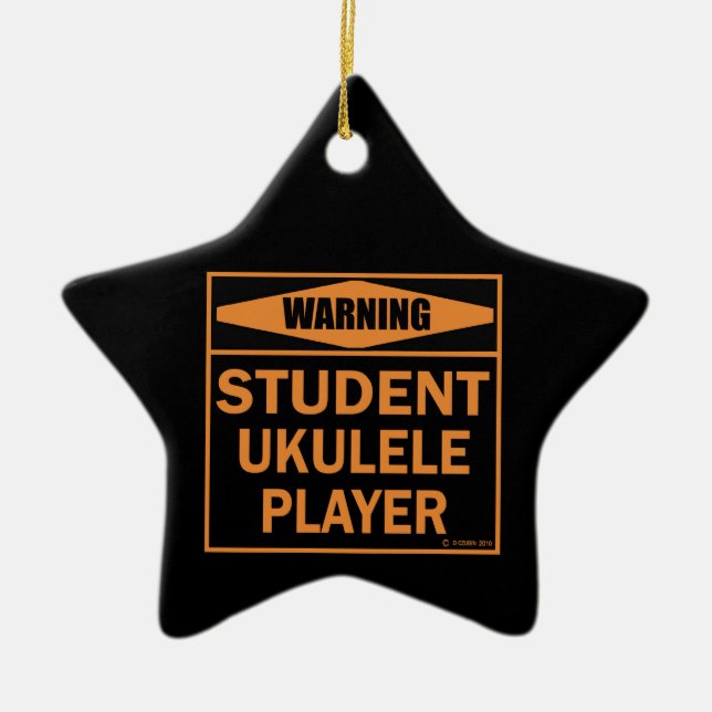 Adorno De Cerámica ¡Atención! ¡Estudiante Ukulele Jugador! (Frente)