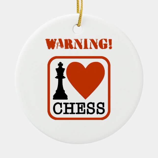 Adorno De Cerámica ¡Atención! Me encanta el ajedrez (Frente)