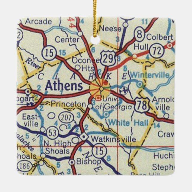 Adorno De Cerámica Athens GA Vintage Map (Reverso)