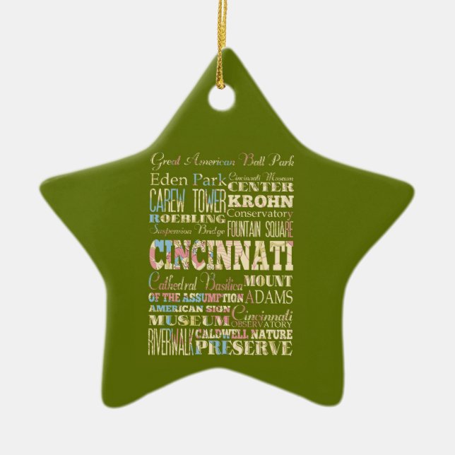 Adorno De Cerámica Atracciones y lugares famosos de Cincinnati, Ohio (Frente)