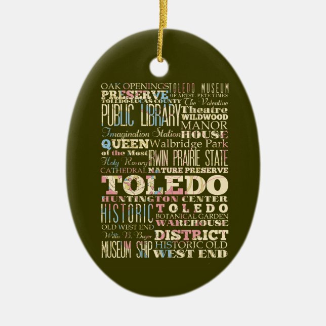 Adorno De Cerámica Atracciones y lugares famosos de Toledo, Ohio (Frente)