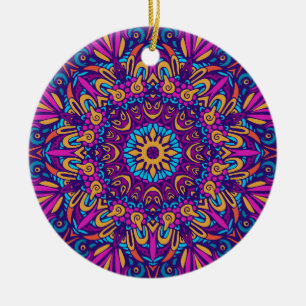 Adorno De Cerámica Atractivo patrón continuo de mandala colorido cerá