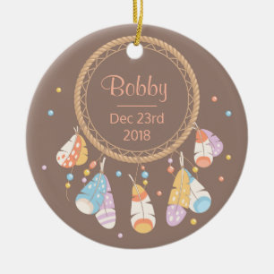 Adorno De Cerámica Atrapasueños Tribal Boho Nuevo Recuerdo de Bebé