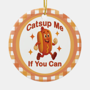 Adorno De Cerámica Atrápenme Si Puedes Comer Perro Caliente - Ketchup
