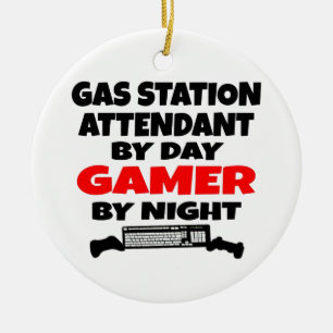 Adorno De Cerámica Attendant Gamer de gasolineras