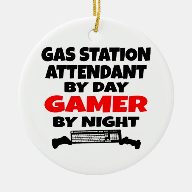 Adorno De Cerámica Attendant Gamer de gasolineras (Frente)