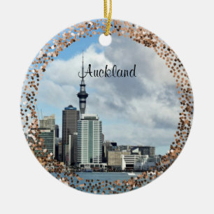 Adorno De Cerámica Auckland Cityscape, etiquetado,