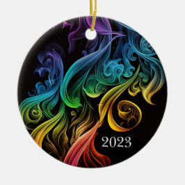 Adorno De Cerámica Audaz Abstract Colorful Rainbow Smoke Elegant