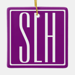 Adorno De Cerámica Audaz Monograma Moderno 3 Iniciales | Blanco y mor