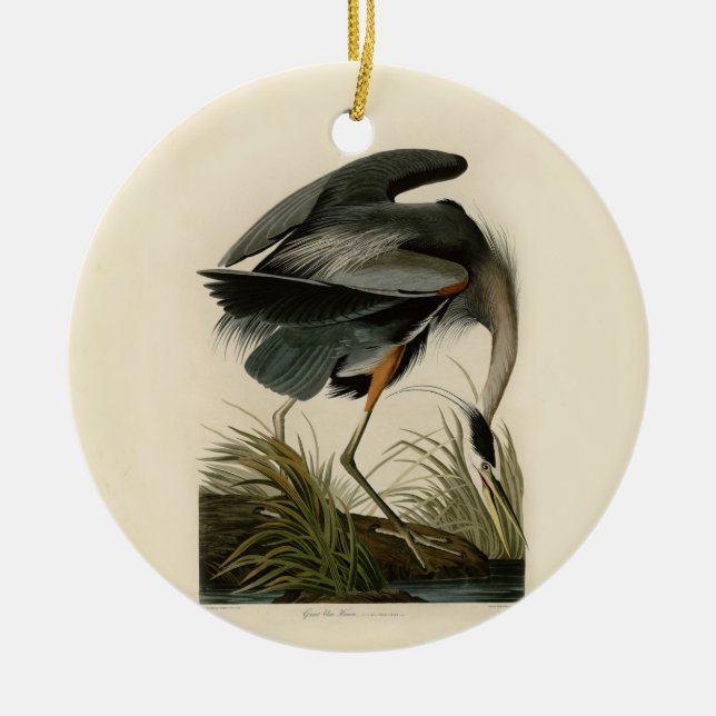 Adorno De Cerámica Audubon Great Blue Heron Marsh Bird (Frente)