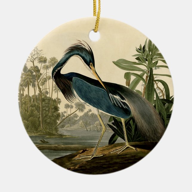Adorno De Cerámica Audubon Louisiana Heron Birds America Art (Frente)