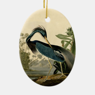 Adorno De Cerámica Audubon Louisiana Heron Birds America Art