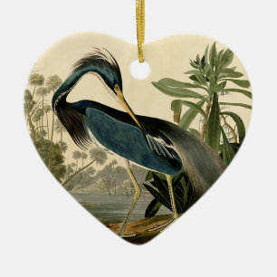 Adorno De Cerámica Audubon Louisiana Heron Birds America Art