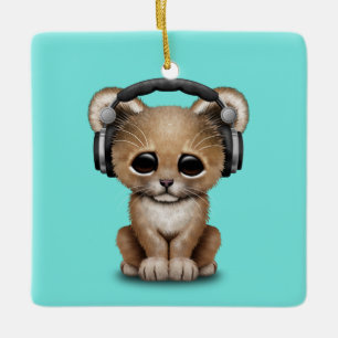 Adorno De Cerámica Auriculares que llevan del león lindo del bebé