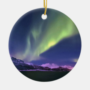 Adorno De Cerámica Aurora boreal sobre Lyngenfjorden Noruega