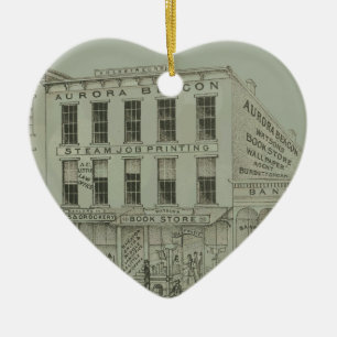 Adorno De Cerámica Aurora Illinois Aurora Beacon News 1871 Stone Lith