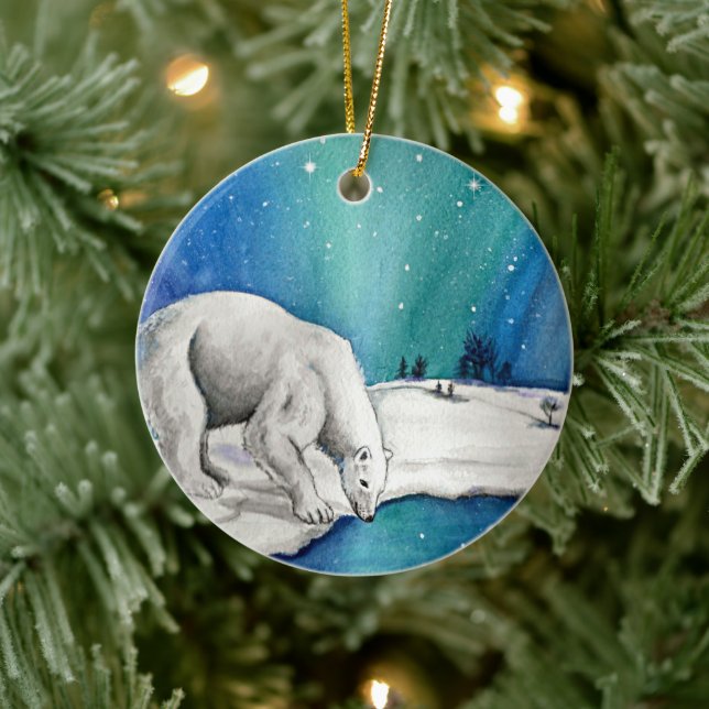 Adorno De Cerámica Aurora Polar Bear (Árbol)