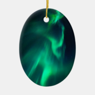 Adorno De Cerámica Aurora verde luz del norte