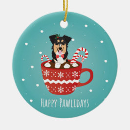Adorno De Cerámica Aussie Mix Navidades Happy Pawlidays