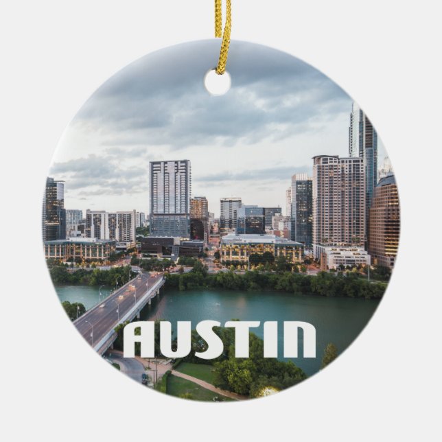 Adorno De Cerámica Austin, foto del horizonte de Tejas (Frente)