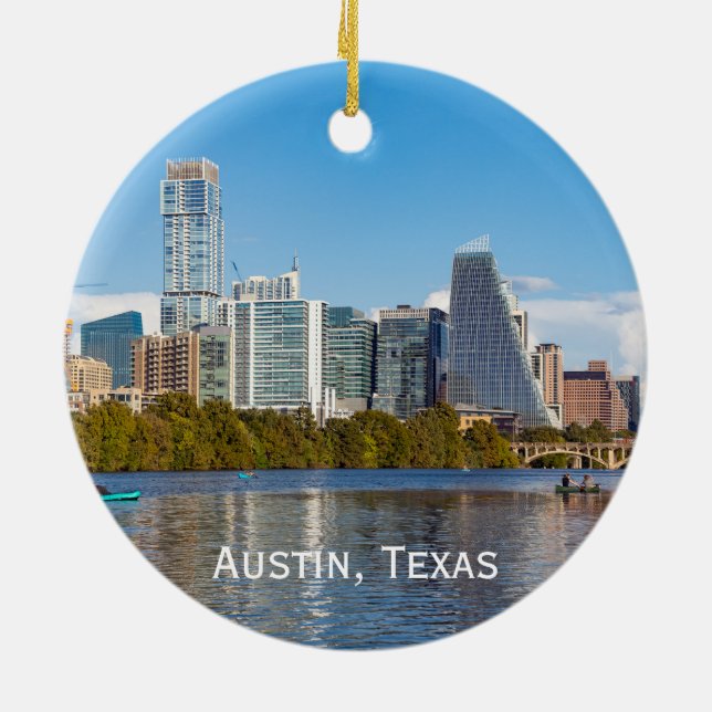 Adorno De Cerámica Austin Skyline, Texas Ornament (Atrás)