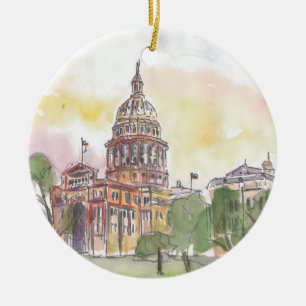 Adorno De Cerámica Austin Tejas con el capitolio
