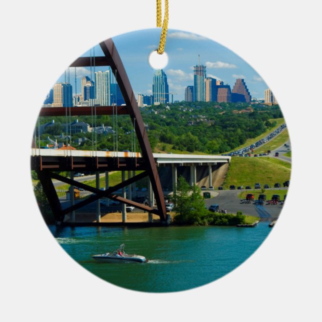Adorno De Cerámica Austin, Texas desde el puente 360 (Frente)