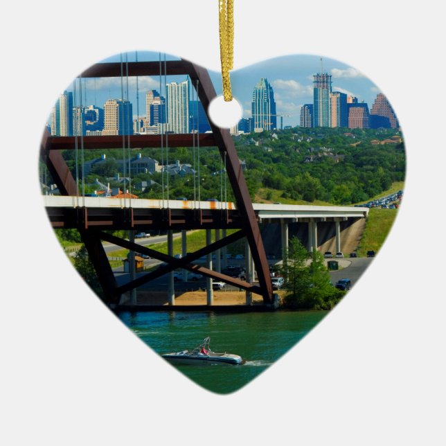 Adorno De Cerámica Austin, Texas desde el puente 360 (Frente)