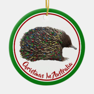 Adorno De Cerámica Australia festiva Echidna con luces Navidades