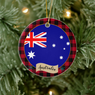 Adorno De Cerámica Australia, manta roja de búfalo y bandera australi