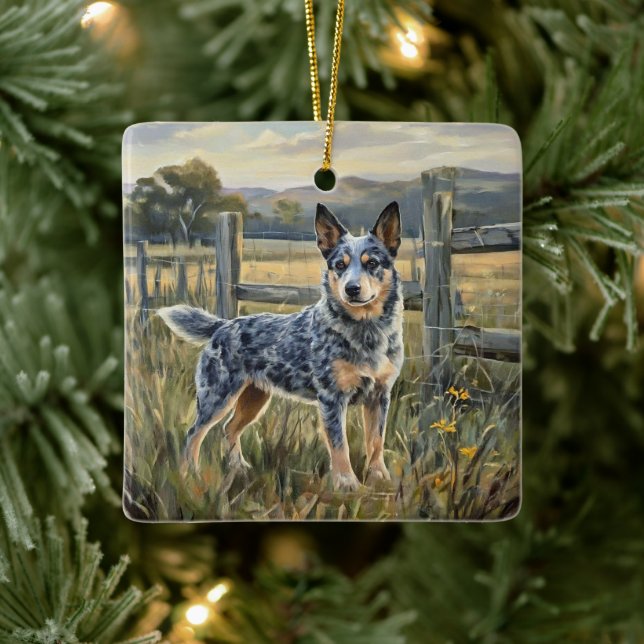 Adorno De Cerámica Australian Cattle Dog (Árbol)