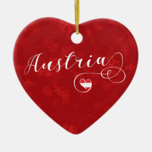 Adorno De Cerámica Austria Heart, Christmas Tree Ornament, Austrian
