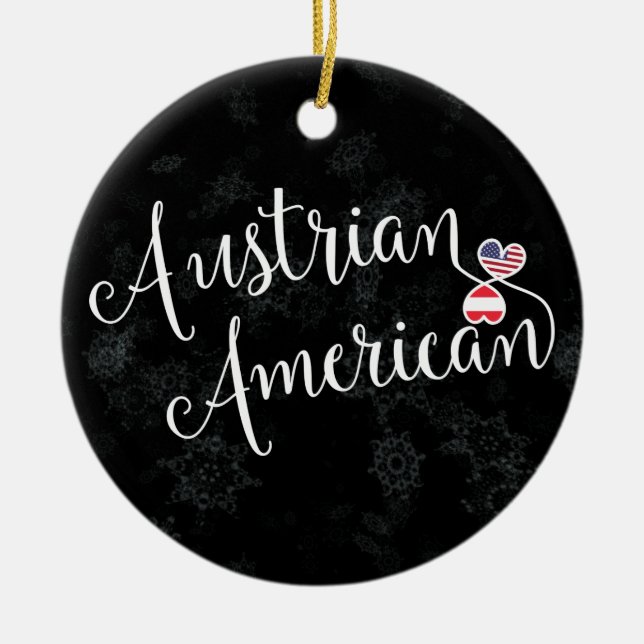 Adorno De Cerámica Austrian American Hearts Christmas Tree Ornament (Frente)