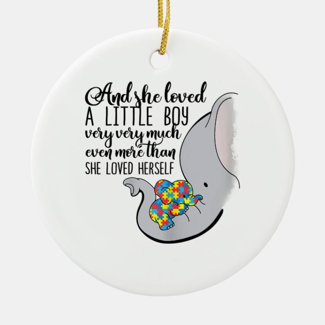 Adorno De Cerámica autista| Y Ella Amó Mucho A Un Pequeño Chico (Frente)