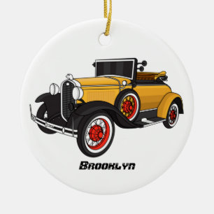 Adorno De Cerámica Auto amarillo clásico 1931
