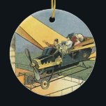 Adorno De Cerámica Auto convertible de vintage Science Ficción Steamp<br><div class="desc">Ilustracion Vintage Victoriano futurista viajes y transporte ciencia ficción diseño de punk de vapor con un auto convertible volador con alas. El chófer está a punto de aterrizar su coche futurista (o es un avión) en la tienda de chocolates en el futuro. Un clásico diseño de ciencia ficción de historietas...</div>
