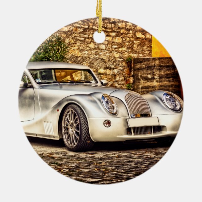 Adorno De Cerámica Auto deportivo Plateado (Atrás)