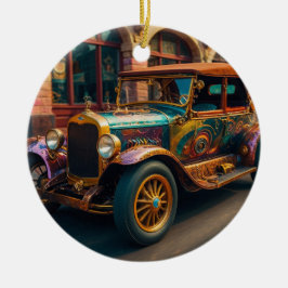 Adorno De Cerámica Auto vintage de Steampunk en la ciudad