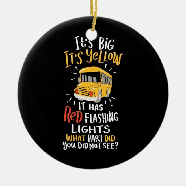 Adorno De Cerámica Autobús escolar es grande y amarillo (Frente)