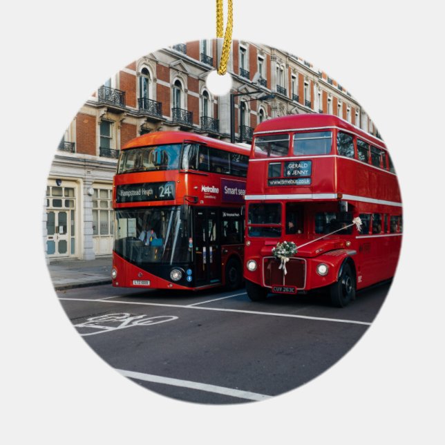 Adorno De Cerámica Autobuses Red Double Decker (Frente)