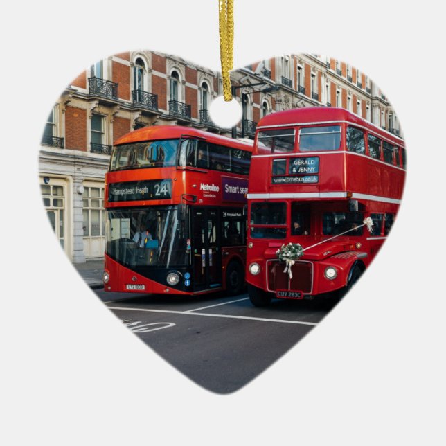 Adorno De Cerámica Autobuses Red Double Decker (Frente)