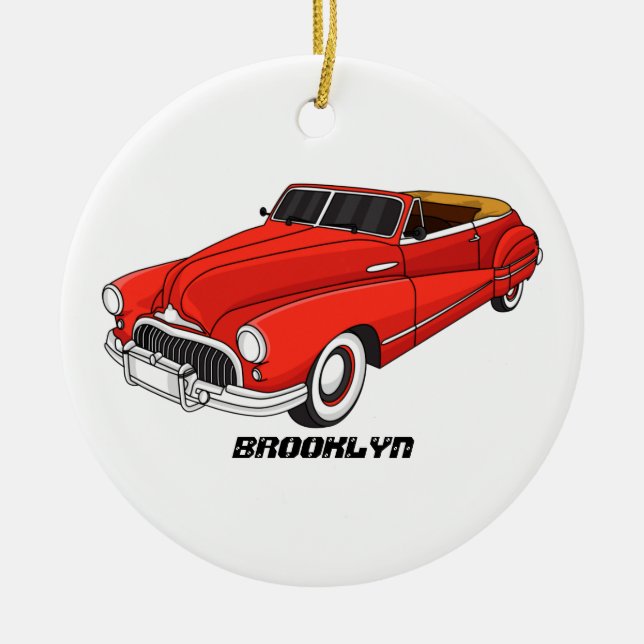 Adorno De Cerámica Automóvil rojo clásico de 1948 (Frente)